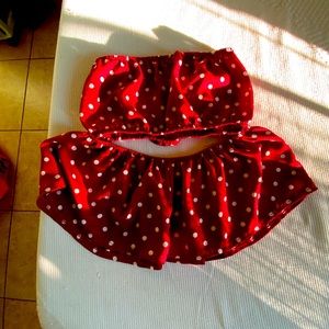 3 pc set strapless shirt and skirt